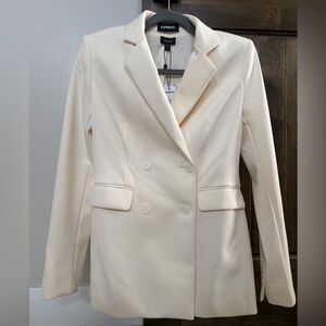 Express Cream Double-Breasted Blazer